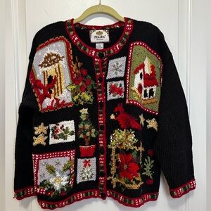 Tiara Petites Embroidered Christmas Cardigan | Size Large Petite